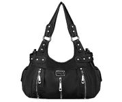 Scarleton 3 Front Zipper Washed Shoulder Bag H1292 Black