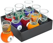 Billiards Pool Ball Shot Glasses, Set of 9 - Fairly Odd Novelties - Fun Sports Bar Drinking Gift Pack, Multicolor,1 ounce