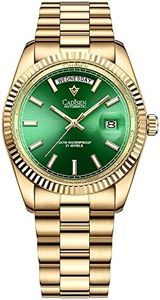 CADISEN Men Automatic Watch Sapphire Luxury Mechanical Wristwatch Stainless Steel Waterproof Watch Casual Homage, 8215GREEN, Automatic Watch,Mechanical