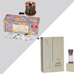 Dukhni Oud Bakhoor Variety Box with Burner & Misk Rijali Attar Assorted Arabic Incense & Soft Silky White Musk Perfume Oil | Authentic, Luxurious,100% Pure, Halal