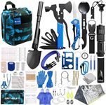 Blue Survival Kit 215 PCS Emergency Survival Kit, Camping Gear Complete Set of First Aid Kit and Multitool Emergency Supplies with Backpack – Survival Gear and Equipment for Hiking Camping