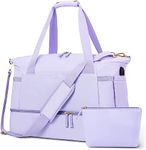 REWOP Gym Bag for Women, Sports Travel Duffel Bag with USB Charging Port, Weekender Overnight Bag with Wet Pocket and Shoes Compartment for Women Travel, Gym, Yoga (Black) (Purple)
