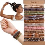 Boho Hair Ties Bracelets for Women and Girls, 20PCS Elastic Hair Ties no Damage, Hair ties for Thick and Thin Hair, Hair Ties for Ponytail Holders (Buckle A)