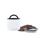 Planetary Design Airscape Stainless Steel Coffee Canister | Food Storage Container | Patented Airtight Lid | Push Out Excess Air and Preserve Freshness (Small, Matte White)