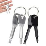 4Pcs Mini Keyring Screwdriver Portable EDC Screwdrivers Keychain,Flathead Phillips Screwdriver Tool, Small Screwdriver Tool with Keyring for PC,Laptop,Watch, Glass Jewelry Silver & Black 2.3inch