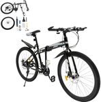 DAOHHFO 26 Inch Adult Folding Mountain Bike, 21 Speed Folding Bikes for Adults, Adult Mens Mountain Bikes Adjustable Seat Height & Dual Front Mechanical Disc Brakes for Men Women