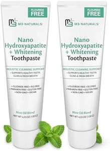 M3 Naturals Nano Hydroxyapatite Fluoride Free Whitening Toothpaste + Calcium, Non-GMO, Vegan, Paraben Free, 4.23 OZ (120 G) 2 Pack
