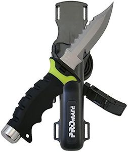 Promate KF510-nYellow, Sharp Tip Stainless Steel Knife for Scuba Diving Snorkeling