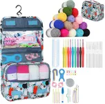 Aeelike Crochet Kit with Bag for Travel, Easy Learn to Crochet Kit for Beginners All Age,69pcs Crochet Starter Kit Include Crocheting Instruction, 21pcs Crochet Hooks,15pcs Yarn and Storage Bag