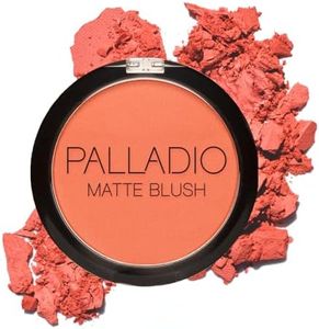 Palladio Matte Blush, Brushes onto Cheeks Smoothly, Soft Matte Look and Even Finish, Flawless Velvety Coverage, Effortless Blending Makeup, Flatters the Face, Convenient Compact, Toasted Apricot