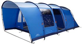 Vango Farnham 500 Tunnel Tent, [Amazon Exclusive] Family Camping 5 Man Tent with Attached Sun Porch and Sewn-In Groundsheet for 5 People, Blue