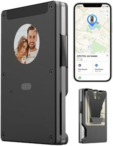 Yositochuan E-Ink Personalized Air Tag Wallet - Trackable Wallet with E Ink Custom Text/DIY Picture, Slim Find My Tracker Wallet, RFID Minimalist Front Pocket Credit Card Holder., black, Hand size,