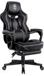 Vonesse Gaming Chair with Footrest Reclining Computer Gaming Chair with Massage Gamer Chair Big and Tall PU Leather Game Chair for Adults Ergonomic Office Chair (Gray)