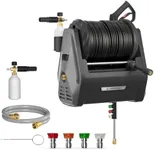 Giraffe Tools Grandfalls Pressure Washer G30B, Max 2400 PSI, 2.0 GPM, Electric Wall Mounted Pressure Washer with 100ft Balck Pressure Hoses, Foam Cannon, 4-Nozzles for Car/Driveways, Dark Silver