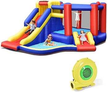 HONEY JOY Inflatable Bounce House with Large Jumping Area, Dual Slide, Ball Pit, Climb Wall, Basketball Hoop, Indoor Outdoor Giant Jumping Bouncy Castle Dry & Wet Use for Kids (with 450W Blower)