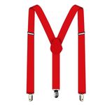 FNA Fashions Mens Ladies Unisex Adjustable Slim Braces Trouser Suspenders Clip On Fancy Dress (Red)