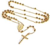 FaithHeart Rosary Bead Catholic for Woman Gold Plated Saint Benedict Pendant Necklace Holy Blessed Rosaries Beads Jewelry for Male, Religious Gifts