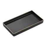 Luxspire Bathroom Vanity Tray, Ceramic Decorative Tray Jewelry Counter Storage Organizer, Gold Edged Dresser Kitchen Sink Tray for Perfume Candle Holder Bathroom Accessories -S- Matte Black