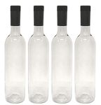Plastic Wine Bottles & Screw Caps, Clear, 750ml - Pack of 4