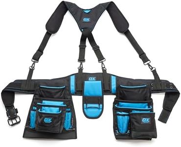 OX Pro Nylon Framer Tool Belt Rig with Suspenders - 1680D Ballistic Nylon with 17 Pockets and Back Support OX-P266305