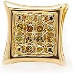 Dazzlingrock Collection 0.10 Ctw Natural Round Yellow Diamond 8.6mm Kite Micropave Hip Hop Studs in Yellow Gold Plated Silver,Screw Back,Unisex Design Ladies,Mens Real Diamond Earrings