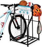 BIRDROCK HOME Bike Rack Garage Storage Floor Stand - Freestanding Organizer for Outdoor Yard - Upright Wall Mount for Scooters, Rakes, Motorcycles, Hoverboards, Gloves - Holds 2 Bicycle - Black