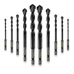 10-Piece Masonry Drill Bits Kit for Concrete, Stone, Carbide Drill Bit Set for Glass, Brick, Tile, Plastic, Ceramic and Wood Size 4 to 12 mm