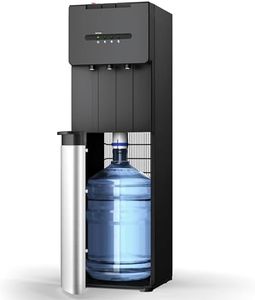 EUHOMY Self Cleaning Bottom Loading Water Dispenser for 3 or 5 Gallon Bottles, Hot Cold and Room Water Cooler with Child Safety Lock, LED Indicator, Empty Bottle Alert, Home Office Apartment, Black