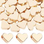 PH PandaHall Gold Heart Beads Heart Spacer Beads Mother’s Day Beads Metal Love Heart Charm for Mother Bracelet Wedding Jewelry Making, 6x7mm, Brass, No Gemstone