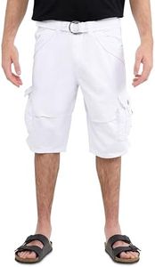 X RAY Mens Cargo Shorts Camo & Solid Colors 12.5" Inseam Knee Length Classic Fit Multi Pocket (Big and Tall Shorts for Men), Twill Taped White, 33