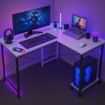 Callas L Shaped Computer Desk - Gaming Corner 50 Inch PC White Writing Study Student Table with Wooden Desktop CPU Stand for Home Office Room Small Space White