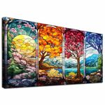 YALKIN 5D Diamond Painting, DIY Diamond Painting Set Diamond Painting Pictures DIY Cross Embroidery Painting Kits for Home Wall and Entrance Decorations 15.7X 27.6inch,Four Season Flowers