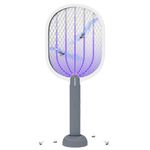 Halohop Mosquito Bat with UV Light Lamp, 2 in 1 Mosquito Racket USB Rechargeable - Bug Zapper Electric Fly Swatter with Base Stand - Mosquito Killer Lamp with Lithium-ion Battery (Grey)