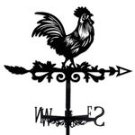 INFUNLY Rooster Metal Weather Vane Black Rooster Weathervane Chick Wind Vane Pure Hand Finished Rooster Iron Direction Sign Roof Garden Outdoor Farmhouse Decor 13.78"x10.63"/35CMx27CM