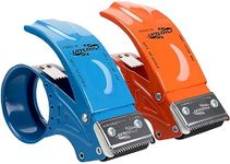 PROSUN 2 Pack Metal Packing Tape Dispenser Gun:2-inch Wide Tape Dispenser / 3-Inch Inner Paper Core(2" Blue + 2" Orange)