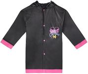 Nickelodeon Little Girls` JoJo Siwa Waterproof Rain Slicker, Size Small 2/3 Medium 4/5 and Large 6/7 (Age 8-9) Black/Pink