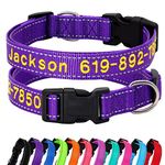 Beirui Personalized Dog Collars - Embroidered Custom Dog Collar with Name and Phone Number - Reflective Nylon Pet Collar for Small Medium Large Dogs,Modena,Neck 10-16"