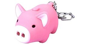 ODETOJOY Cute Piggy Led Keychains Flashlight Sound Rings Creative Piglet Porker Hog Keyrings Cartoon Sound Light Key chains