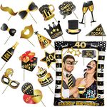 40th Birthday Photo Booth Props, LMSHOWOWO Inflatable Photo Booth Frame, Giant Black Gold Inflatable Selfie Frame, Birthday Party Photo Props, for Women Men Birthday Party Decorations, Random Style