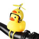 Duck Bike Bell, Rubber Bike Horn, Cute Yellow Duck Bicycle Decorations, Squeeze Duck Bicycle Horns with Propeller Helmet