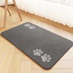 Pet Feeding Mat-Absorbent Pet Placemat for Food and Water Bowl, Dog Food Mat with Waterproof Rubber Backing, No Stains Quick Dry Water Dispenser Mat for Dog and Cat, Light Gray-16"x24"