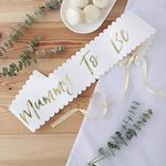 Ginger Ray Foiled Mother to Be Baby Shower Sash Decoration, White and Gold