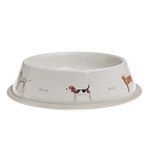 Sophie Allport - Woof Dog Bowl, Food Bowl in Galvanised Steel, Non-Slip Base, Small (23.5cm Diameter)