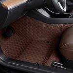 INCH EMPIRE All Weather Floor Liner Custom Fit for Tesla Model 3 No Edge Floor Mat Frunk Trunk Blanket-Non-Slip Waterproof Odorless Car Carpet Protect(Brown)