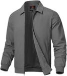 Rdruko Men's Casual Lapel Jacket Lightweight Outdoor Windbreaker Jacket Smart Spring Autumn Jackets for Sport Work Walking Hiking Golf Dark Grey XXL