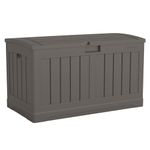 Suncast 50 Gallon Plastic Deck Box with Molded Lockable Feature for Home, Gray