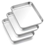 HaWare Baking Tray Set of 3, Small Stainless Steel Oven Cookie Sheet Pan for Baking/Cooking/Serving, 26.5 X 20.5 X 2.5 cm, Healthy & Non Toxic, Mirror Finish & Dishwasher Safe