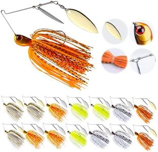 Goture Bass Fishing Lures Spinner Baits Kit 15 Pcs Jigs for Bass Fishing Bladed Freshwater Saltwater Spinner Bait Rooer Buzz Bait Weedless Blade for Salmon Pike Trout Walleye Jigs (1/2 Oz)