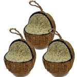 XL Seed & Nut Suet Coconut Feeder, Wild Bird Food, Butter for Birds, Hanging Feeder, Suet for Birds (3 Pack)