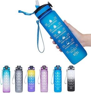 Viogor 32oz Sports Water Bottle with Time Marker & Straw,to Ensure You Drink Enough Water Throughout The Day for Fitness and Outdoor Enthusiasts, Leakproof Durable BPA Free (Blue, 32oz)